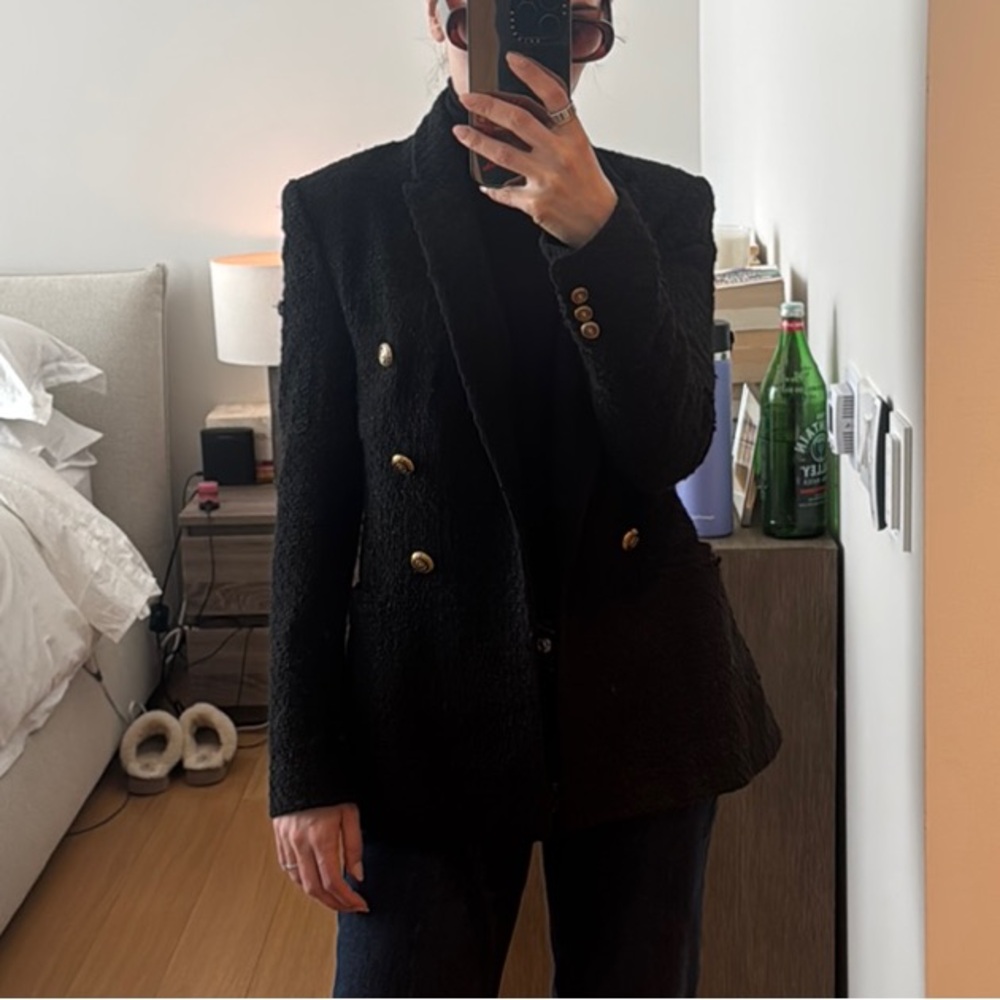 Women's Zara tweed Black Double-Breasted blazer
